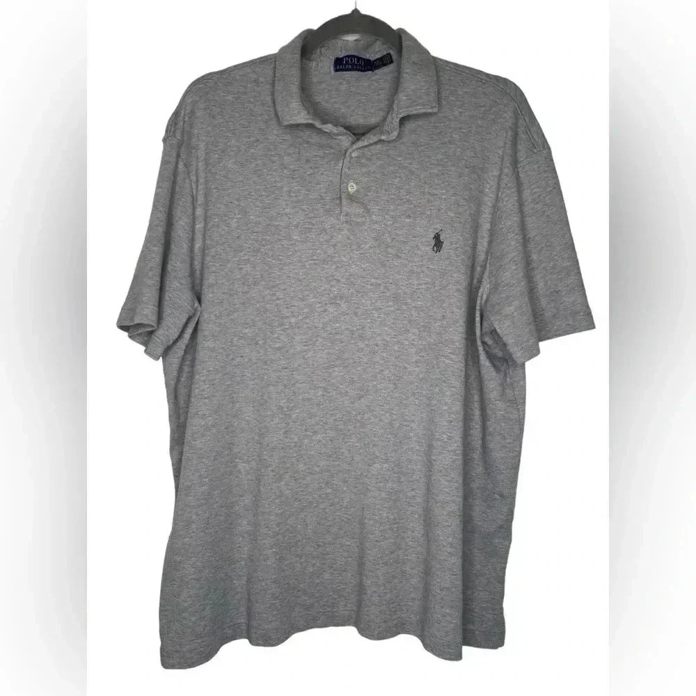 Men’s Ralph Lauren, soft, cotton short sleeve polo shirt heathered gray